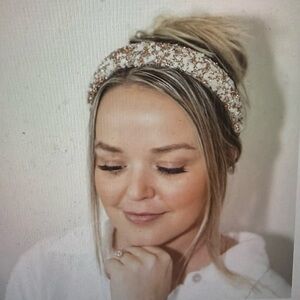 Headbands of Hope, all that glitters, metallic, new with tags, gold and white